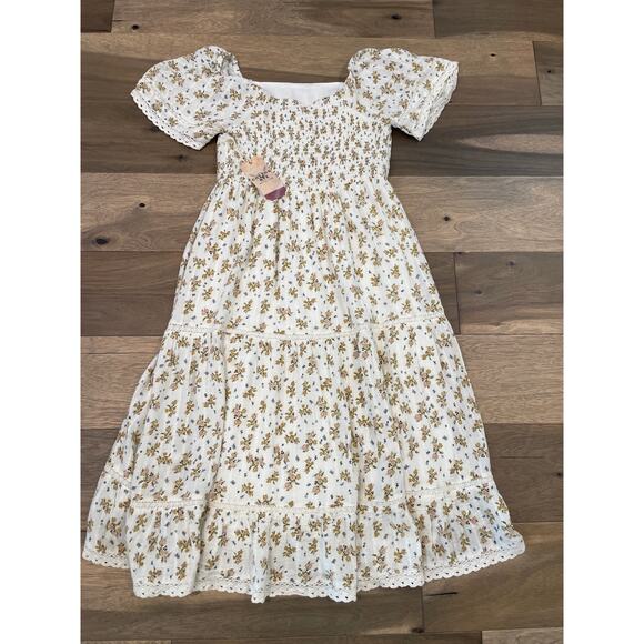 Cotton & Rye Dress Size S 100% Cotton Cream Yellow Floral with Lace Detail - NWT - Picture 8 of 9